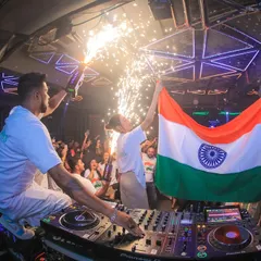 Bringing patriotic energy to the dance floor. Celebrating Republic Day with the Indian flag and a bottle popper, creating a proud and unforgettable moment for everyone in the club.