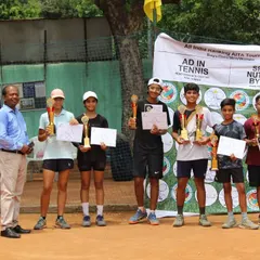 A group photo of the winners and runners-up from our recent All India Ranking AITA Tournament. We had fierce competition across multiple junior boys and girls categories.