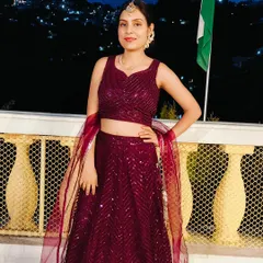 My look for a traditional wedding ceremony or a Sangeet night. This elegant maroon lehenga felt perfect for an evening of celebration and rituals.