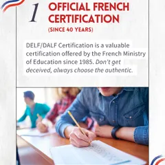 The DELF/DALF is the authentic French certification, offered by the French Ministry of Education for nearly 40 years. When you test with us, you receive the official diploma, not just a course completion certificate.