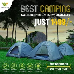 Experience the best camping in Ramanagara for just 1499 per person. The package includes adventure games, swimming pool, bonfire, and unlimited buffet.