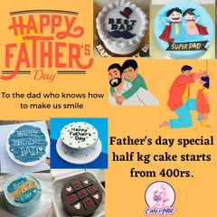Make Father's Day extra special with a themed cake. This collage shows some of my popular designs for dads, starting from just 400rs for a half kg cake.