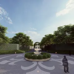 The journey is part of the experience. The wide, impressive walkway leading to the main hall is designed to feel like an approach to a royal estate, complete with a central water fountain and manicured landscapes that complement the architecture.