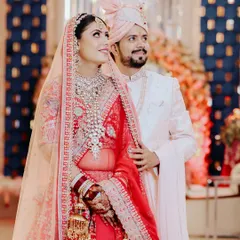 A beautiful portrait of the bride and groom on their wedding day, looking towards their future together.