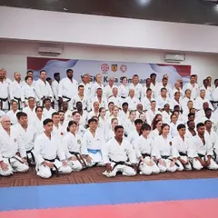 A group photo with martial artists from all over the world at the WSKF International Seminar in Indonesia. It is an honor to be part of this global karate family.