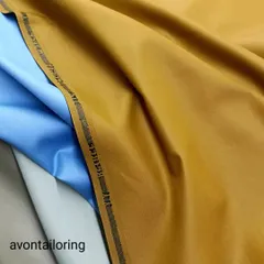 This image shows a selection of my high-quality Terrycot fabrics, perfect for saya kurtas. The mustard, blue, and off-white colors have an elegant weave and a great feel.