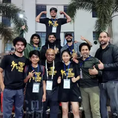 Teamwork wins championships. The full Dynamic Squad at the National Kickboxing Championship, where we won multiple medals and the "Most Disciplined Team" trophy.