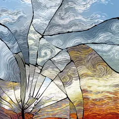 A broken mirror does not reflect a broken world, but a reconfigured one. Each shard captures a different part of a swirling landscape, creating a new, mosaic-like whole. It’s a metaphor for putting the pieces of a shattered life back together to create a new kind of beauty.