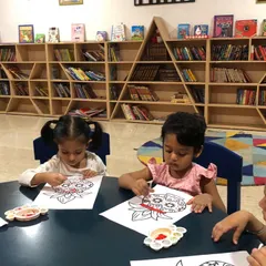 Our Dussehra celebrations included this focused craft session. The children are painting Ravana figures, learning about the story of good over evil through a hands on art activity.