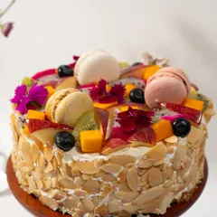 Another angle of the Almond Fruit Macaron Delight, a perfect centerpiece that's both nutty and fruity.
