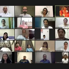 A glimpse into one of our large-scale virtual events, the Pancha Bhuta Shuddhikaran Kriya. This screenshot shows participants from around the world connecting online for a group meditation and spiritual energy cleansing session, demonstrating that healing can be accessed from anywhere.