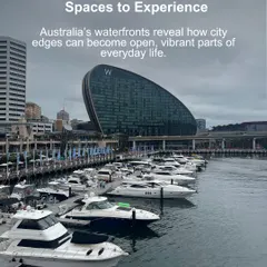 We see waterfronts not as edges, but as vibrant centers of urban life. This view of one of Australia's waterfronts reveals how these areas can be transformed into active hubs for recreation, commerce, and community life through integrated design.