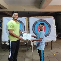 Celebrating the completion of our beginner course with one of our dedicated young archers. He showed great focus and improvement over the 8 sessions.