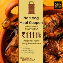 For my non-veg lovers, here is the Non-Veg Meal Bonanza Coupon. Enjoy 8 regional non-veg meals within 10 days for just ₹1111, with all charges included.