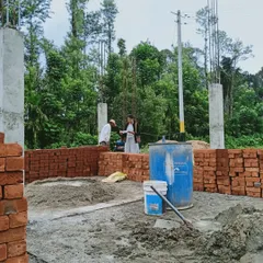 On-site at the Sriyani residence project in Coorg during the early construction phase. Being present on-site allows me to oversee the quality of work and ensure the project aligns with the architectural plans.