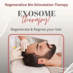 This image shows Exosome therapy being administered. This regenerative bio-stimulation therapy is designed to regenerate and regrow your hair naturally.
