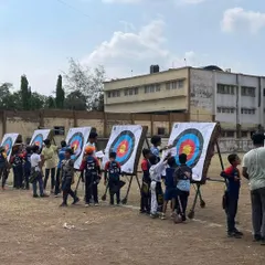 After the shooting is done, archers gather to score their targets. This is a moment of anticipation and camaraderie at the 2nd Drona Cup 2023.