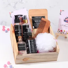 Another one of my curated Mother's Day gift sets. This option features a Bath Ubtan, British Tea Rose shower gel, a neemwood comb, and other bath essentials for a complete at-home spa experience.