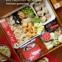 I created the Hot Pot at Home kit for those who love an interactive meal. This box comes with everything you need for an intimate gathering: a rich broth, fresh noodles, assorted vegetables, tofu, and savory dumplings for a fun, communal dining experience.