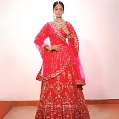 This pink lehenga offers a timeless bridal silhouette. It's one of the many options available in my collection for your MUA portfolio shoot.