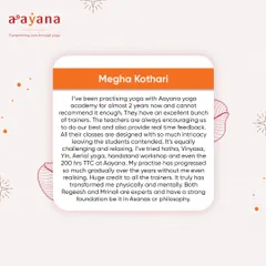 "It truly has transformed me physically and mentally." A heartfelt testimonial from Megha, who has been with us for two years and completed our 200-hour TTC.
