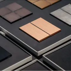 This is a close-up of the Sentido switch by Basalte, a high-end brand I work with. The brushed metal finish is an example of how smart controls can become a sophisticated design element in your home.
