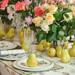 For The Blooming Garden project, we layered blush-toned florals, heritage prints, and refurbished furniture to create a dining room that feels like a memory. It's a space that mixes prints with assurance, where time slows down and stories are shared.