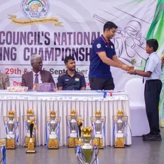 An awards ceremony at the CISCE Council's National Shooting Championship. We take pride in recognizing the hard work of all young athletes.