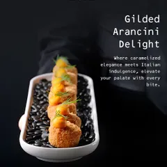 Our Gilded Arancini Delight is where Italian indulgence meets caramelized elegance. These crispy risotto balls are perfectly fried and topped, offering a sophisticated bite-sized appetizer.