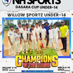 This is the result of dedication. Our Under-14 team stands proud as Champions of the League at the NH Sports Dasara Cup. We train our players for competitive cricket, and moments like these are a testament to their hard work and our structured match preparation.