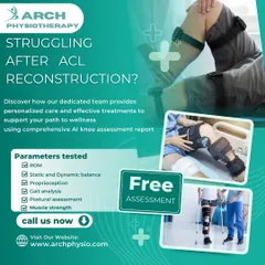 Struggling after an ACL reconstruction? We offer a free, comprehensive AI knee assessment to test range of motion, balance, gait, and muscle strength, allowing us to create a truly personalized and effective recovery plan.