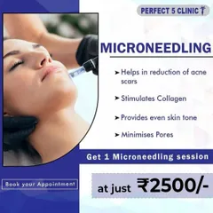 Experience the magic of microneedling with this special offer. Get one full session for just ₹2500 to help reduce acne scars, stimulate collagen, and even out your skin tone.