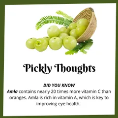 Did you know that Amla, or Indian gooseberry, is a superfood? It's packed with Vitamin C and is great for eye health. I use it in several of my healthy and tangy pickles.
