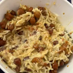 A satisfying bowl of rice with kala chana (black chickpeas). This meal is part of my premium health coaching, which includes live consultations and unlimited problem-solving sessions.