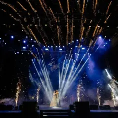 The energy of a sangeet night is electric, and we design stages to match. Here, the couple’s performance is amplified by concert-grade lighting and perfectly timed pyrotechnics, creating a truly cinematic and high-energy moment for everyone to remember.