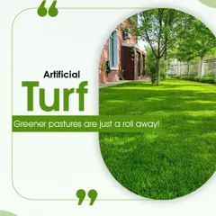 Greener pastures are just a roll away with my artificial turf. This image captures the essence of a beautiful, maintenance-free lawn that stays lush and perfect throughout the year, regardless of the season.