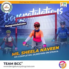 We congratulate Sheela Naveen on completing an amazing 25,000 kms on Strava. Keep riding and inspiring the community!