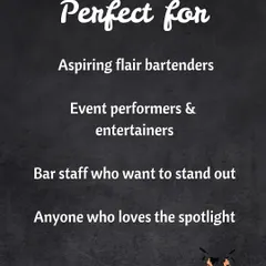 Flair bartending is perfect for anyone who loves the spotlight. Our course is designed for aspiring bartenders, event performers, or any bar staff who want to stand out and turn every pour into a show.