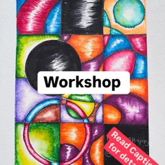 This is a piece from my beginner abstract art workshop. I love helping people explore geometric shapes and vibrant colours to create something modern and personal for their home. It's a super fun session available both online and in person here in Pune.