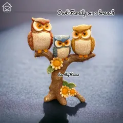 This charming "Owl Family on a Branch" showpiece is a popular gift item. Its detailed resin craftsmanship makes it a perfect decorative piece for a study table, living room shelf, or bedroom.