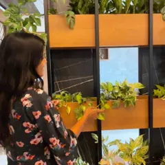 This is my favorite moment in any project. Taking a step back to admire the finished space and seeing the new plant parent so happy with their green wall. We created this beautiful living partition to bring greenery and life right into the center of the home.