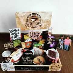 For the person who runs on caffeine, this coffee-themed hamper is the perfect pick-me-up. It's packed with various types of coffee, coffee-flavored treats, a mug, and fun coffee-lover quotes.