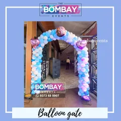 A Frozen-themed balloon arch in shades of blue and white with character balloons. This shows my ability to execute a specific theme, a skill I can apply to any corporate event or themed office party.