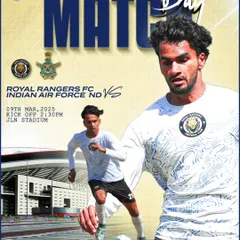 Matchday alert. After a strong win, we are ready to take on the Indian Air Force team. This graphic gets our fans ready for the next big game.