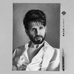 This is my finished portrait of Shahid Kapoor, which I completed as a demonstration for an online class. The side-by-side comparison with the reference photo shows the importance of accuracy, a skill I emphasize in my teaching.