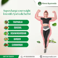 You can supercharge your weight loss journey with powerful Ayurvedic herbs. We incorporate ingredients like Triphala, Guggul, Ashwagandha, Ginger, and Cinnamon into our treatment plans to naturally support your body's metabolism and detoxification processes.
