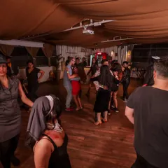 The dance floor at our Halloween social. It's a fantastic night where everyone gets into character and dances the night away in costume.