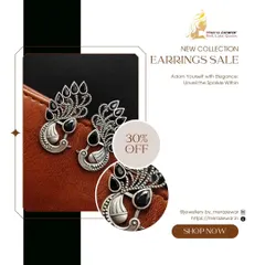 The classic black version of my peacock stud earrings. These are incredibly versatile and can be paired with both ethnic and western outfits for a touch of boho-chic style.