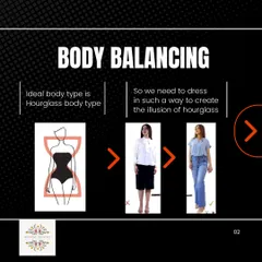 The secret to a great outfit is understanding balance. In my workshops, I teach how to dress for your specific body type to create the illusion of an hourglass shape, which is considered the most balanced silhouette.
