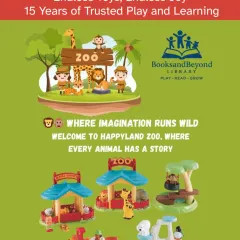 Welcome to the Happyland Zoo. This playset is great for imaginative fun, helping your child learn about animals while developing storytelling skills with the included zookeeper and train.